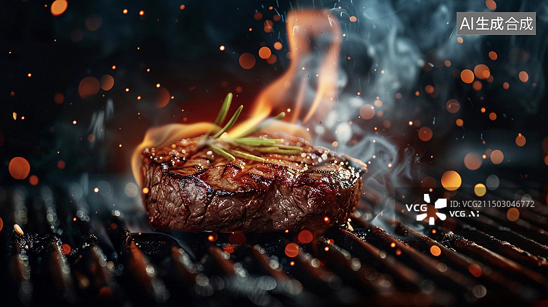 【AI数字艺术】创意烤牛排特写图片素材
