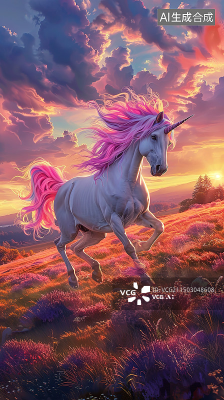 【AI数字艺术】日落时在田野上骑马的女人图片素材
