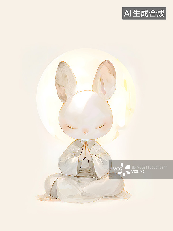 【AI数字艺术】十二生肖系列卯兔插画图片素材