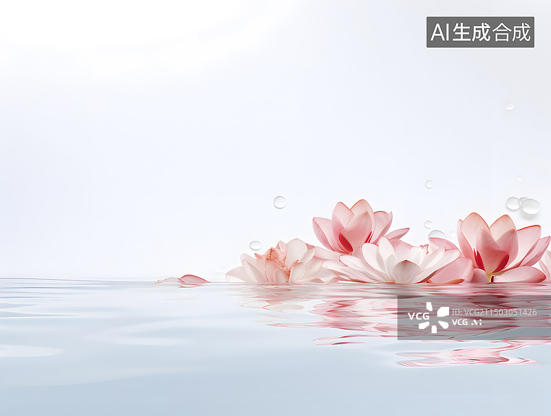 【AI数字艺术】水中的荷花背景图片素材