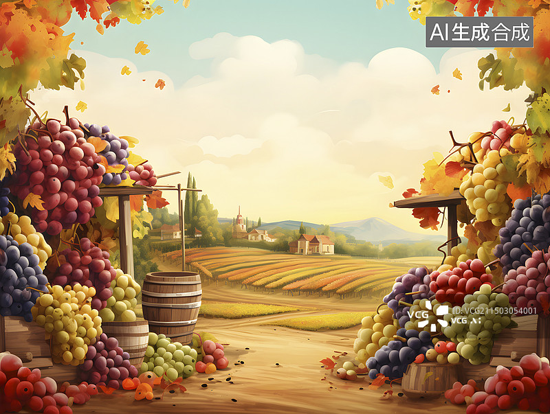 【AI数字艺术】丰收的葡萄园图片素材