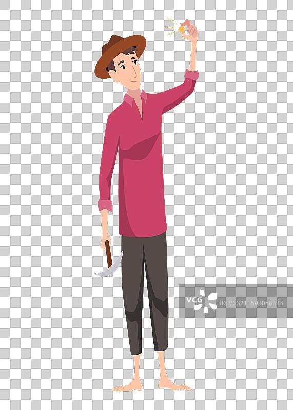 金色矿工挖掘矿物角色图片素材