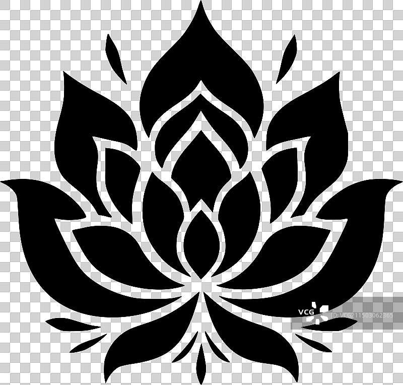 黑白莲花独立图标图片素材