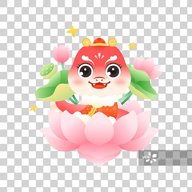 2025小红蛇新年好运连连年俗插画元素图片素材