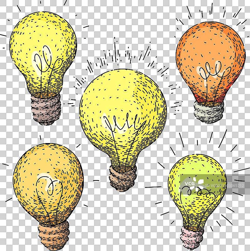 手绘灯泡素描图片素材