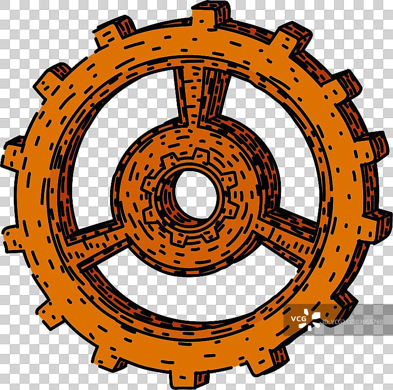 蒸汽齿轮的蒸汽朋克手绘草图图片素材