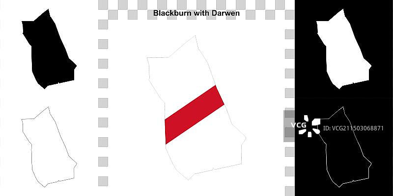 达温区布莱克本轮廓地图图片素材