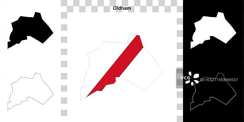 奥尔德姆轮廓地图图片素材
