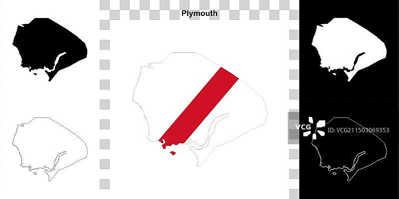 普利茅斯轮廓地图图片素材