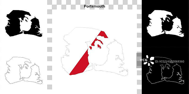 朴茨茅斯轮廓地图图片素材