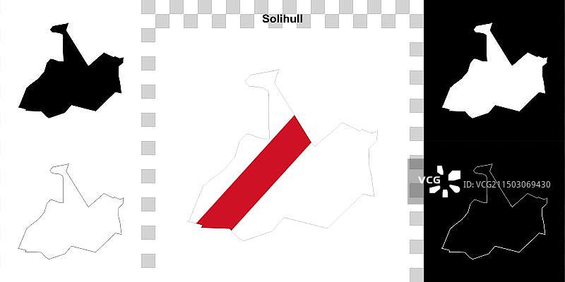 索利哈尔轮廓地图图片素材