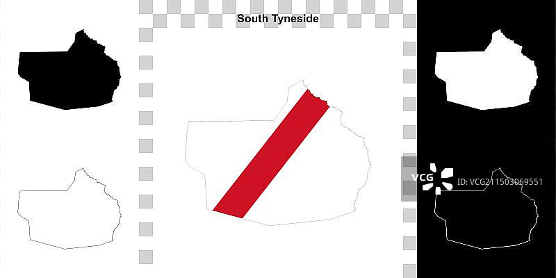 南泰恩赛德区轮廓地图图片素材