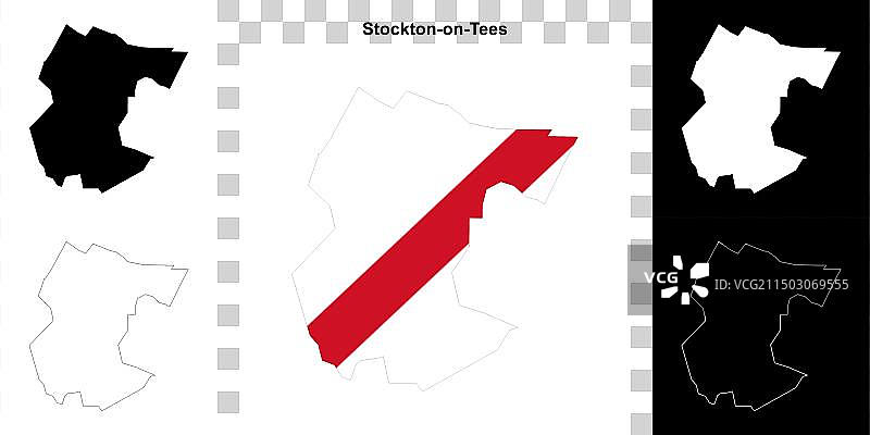 蒂斯河畔斯托克顿轮廓地图图片素材