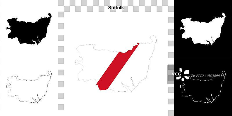 萨福克郡轮廓地图图片素材
