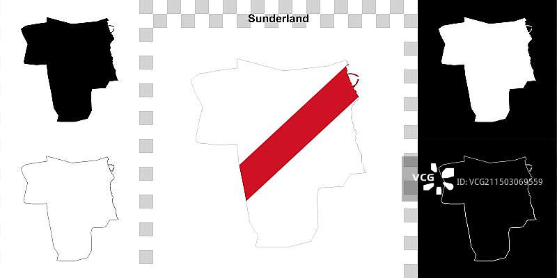 桑德兰轮廓地图图片素材