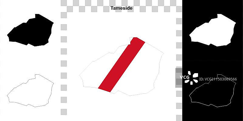 泰姆赛德轮廓地图图片素材