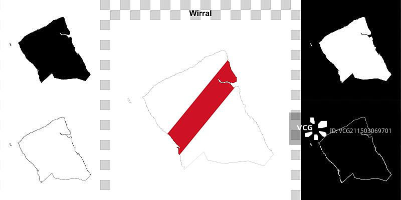 威勒尔郡轮廓地图图片素材