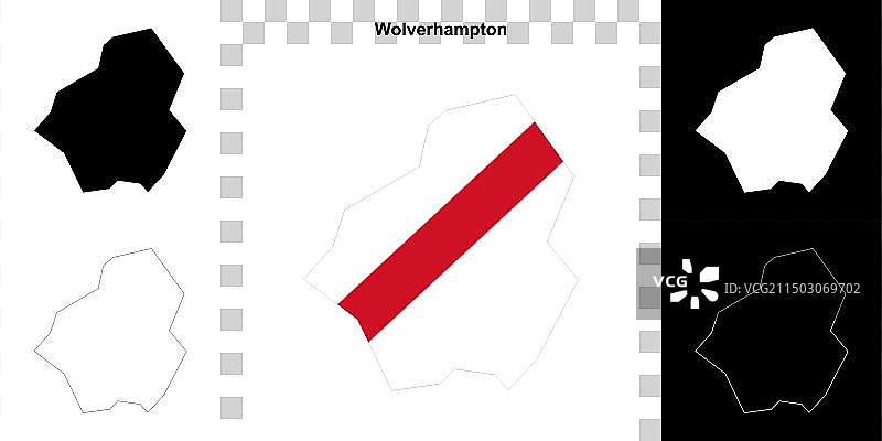伍尔弗汉普顿轮廓地图图片素材