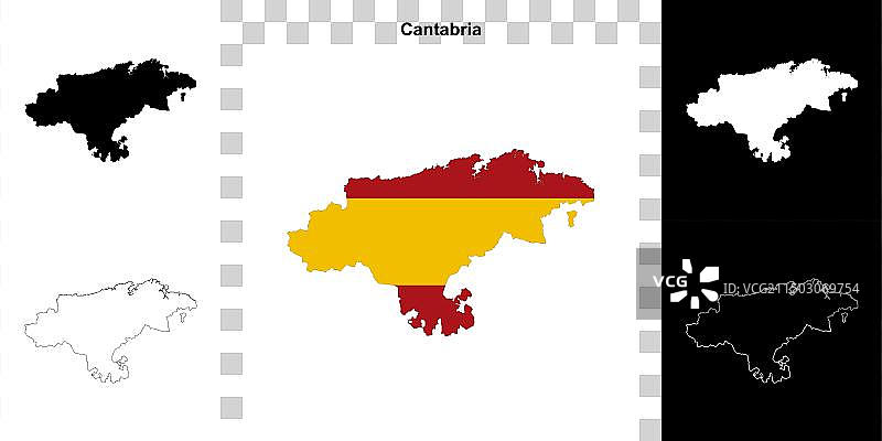 坎塔布里亚轮廓地图图片素材