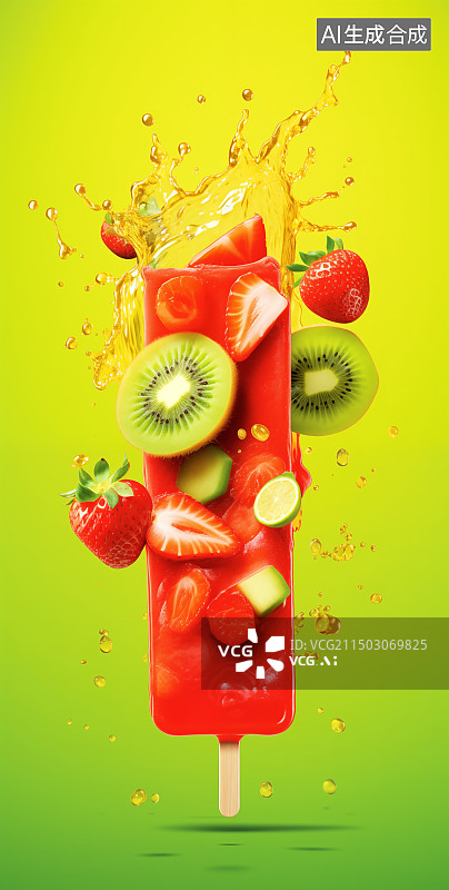 【AI数字艺术】水果冰棒创意概念图图片素材