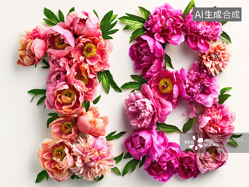【AI数字艺术】由花朵组成的数字‘18’图片素材