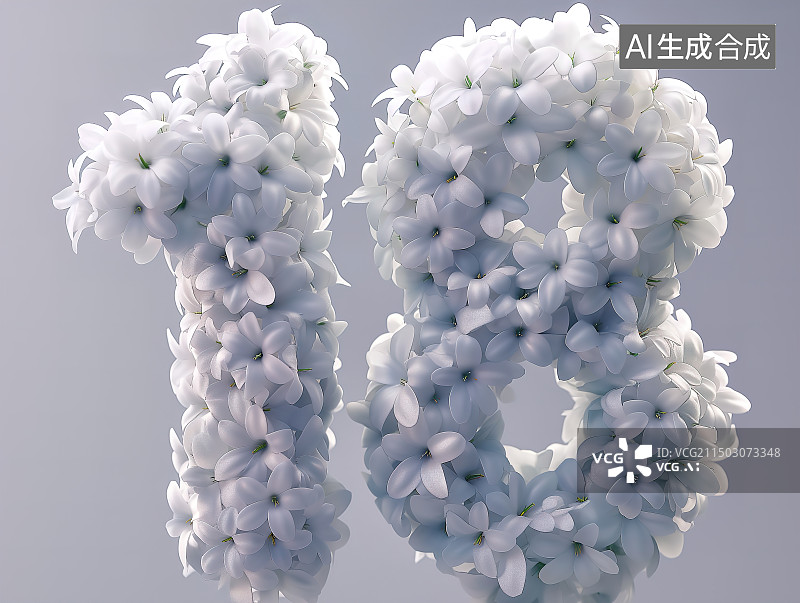 【AI数字艺术】由花朵组成的数字‘18’图片素材