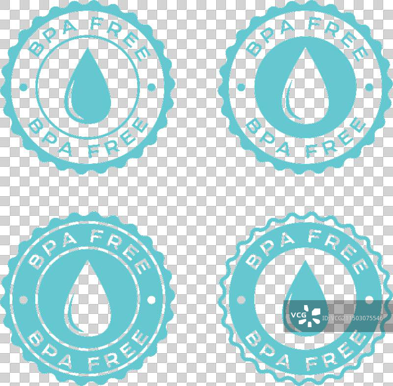 不含BPA标签徽章，带滴落图标图片素材