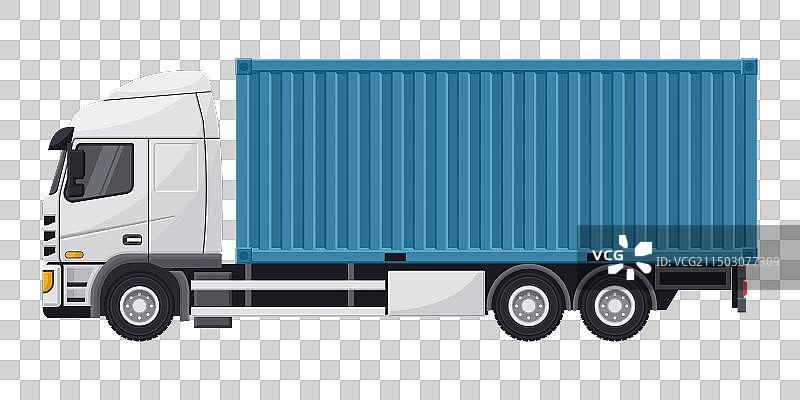 用于出口和运输的蓝色集装箱卡车图片素材