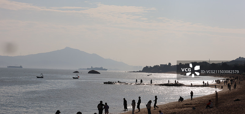 傍晚时分的厦门黄厝海滩图片素材