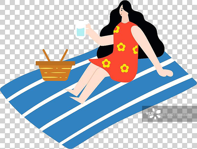 在垫子上的女孩图片素材