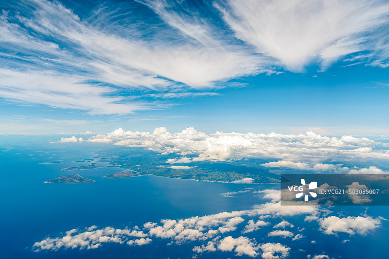 千岛之国，菲律宾，米沙鄢群岛，宿务省，宿务海峡，保和岛，卡比劳岛Cabilao Island，航拍图片素材