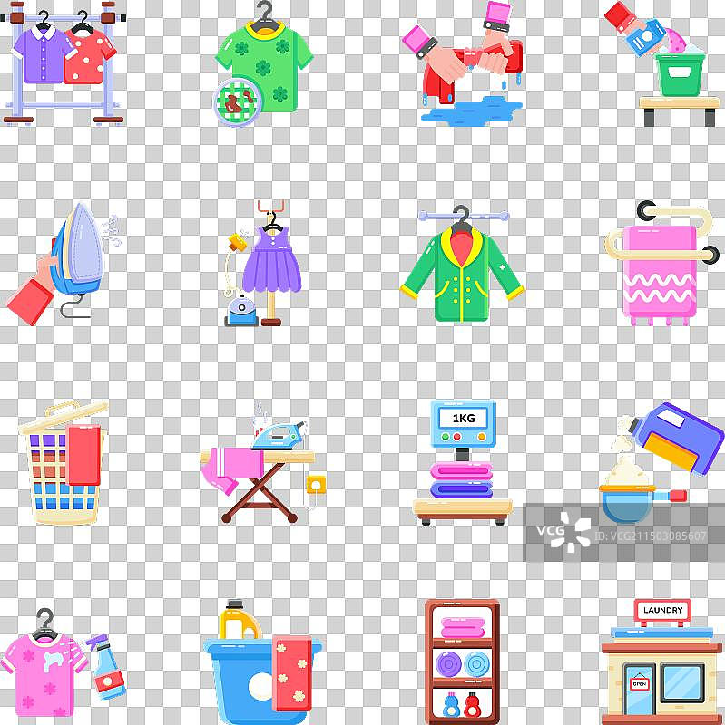 洗衣服务扁平图标素材图片素材