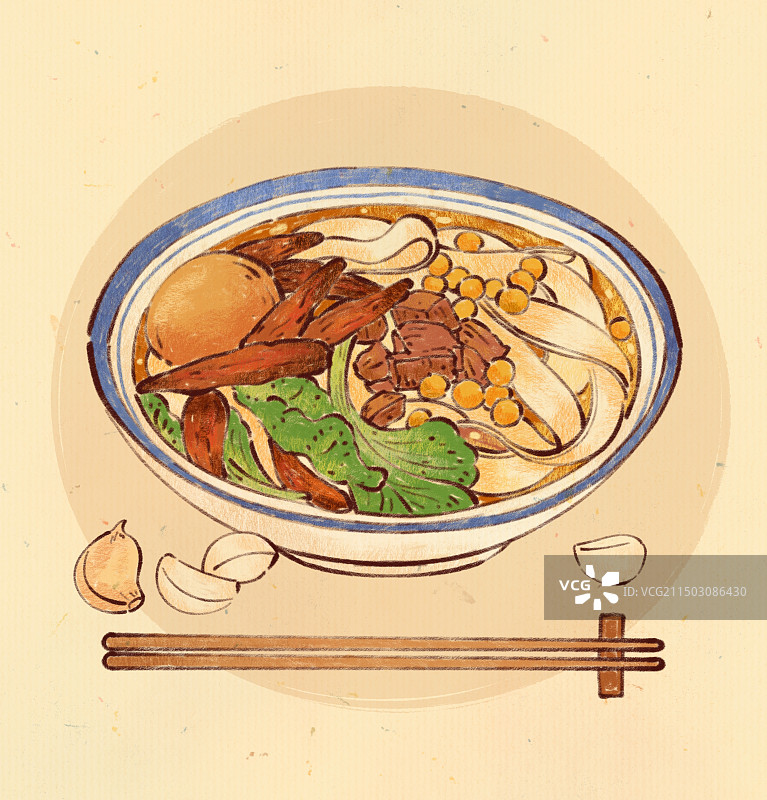 手绘安徽特色美食徽菜太和板面插画图片素材