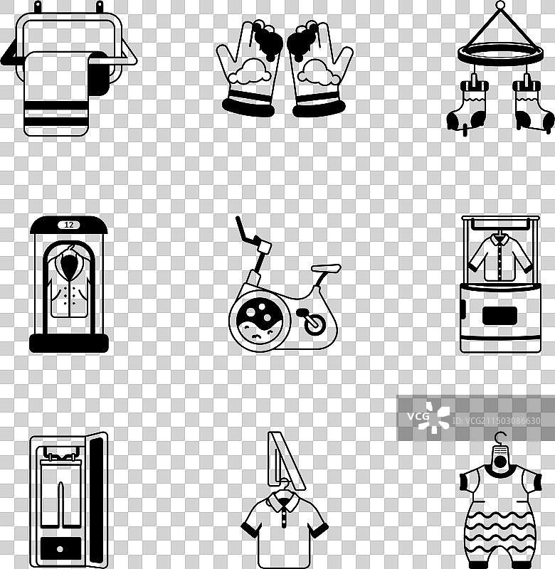 布料洗涤标志图标集图片素材