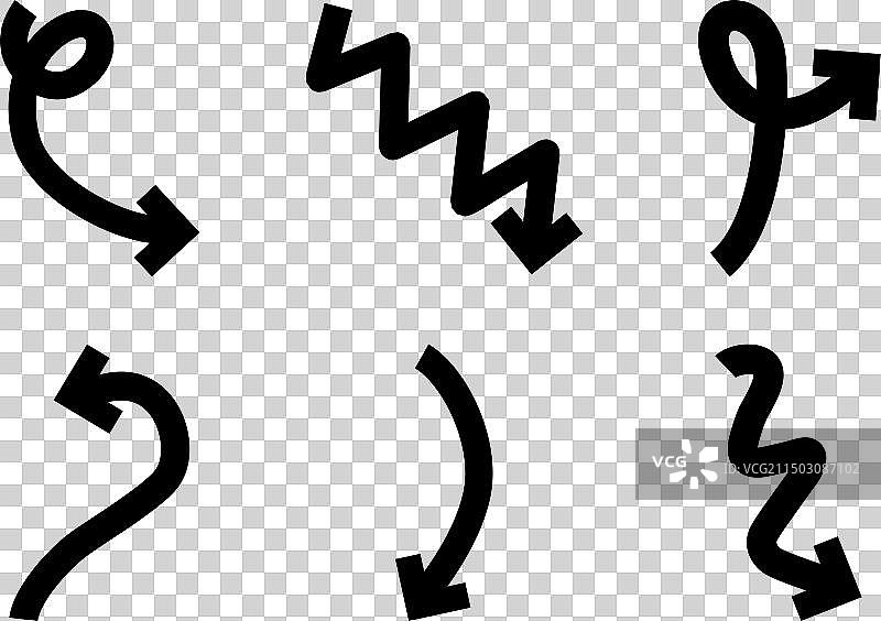 粗体箭头方向曲线形状象形图图片素材