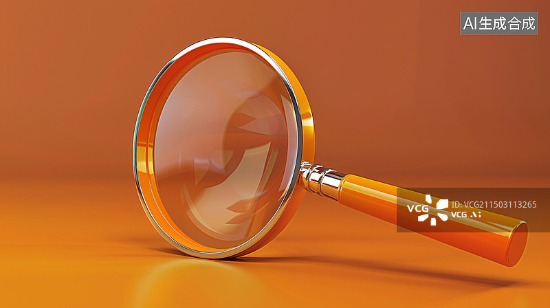 【AI数字艺术】放大镜3D搜寻目标聚焦分析商业探索插图图片素材