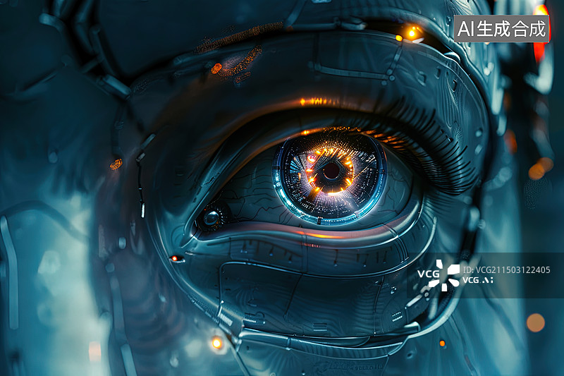 【AI数字艺术】未来科幻的机器电子眼图片素材