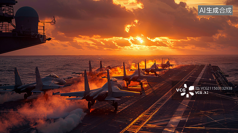 【AI数字艺术】海军实力 航母编队 舰载机 国防力量图片素材