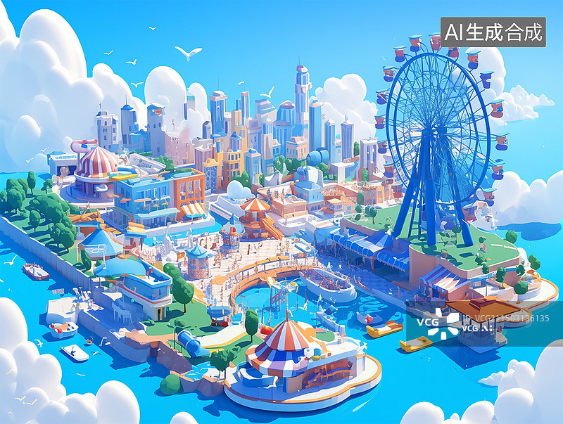【AI数字艺术】夏天水上乐园图片素材