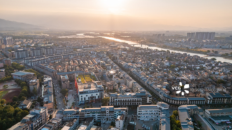 浙江义乌佛堂古镇航拍图片素材