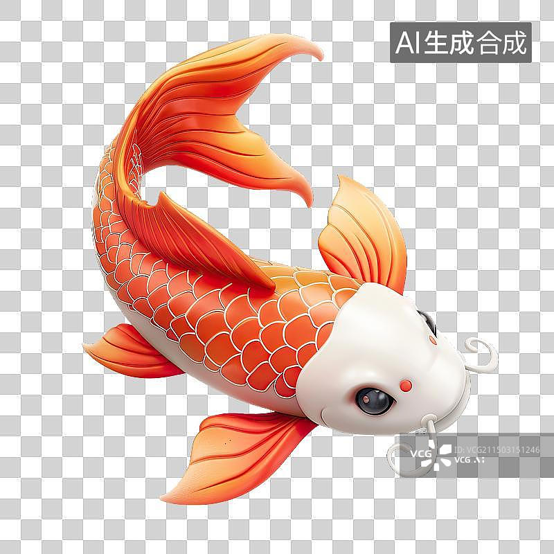 【AI数字艺术】可爱的三维好运锦鲤图片素材