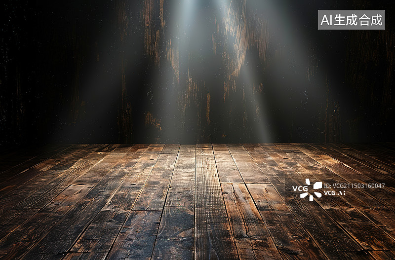 【AI数字艺术】黑色背景下的木桌特写图片素材