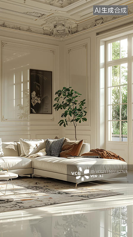 【AI数字艺术】现代简约风格客厅图片素材