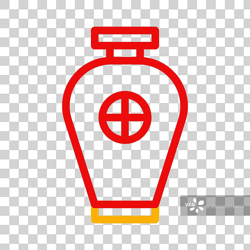 中国风红黄色双色罐子图标图片素材