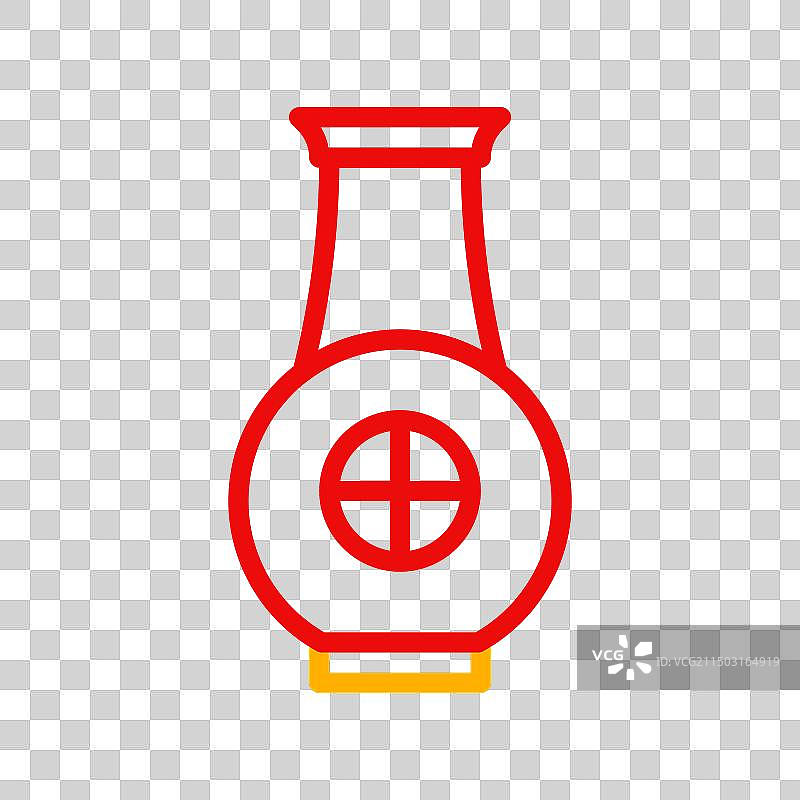 中国风红黄色双色罐子图标图片素材