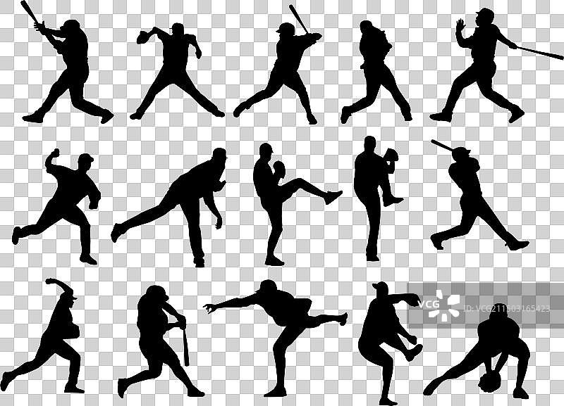 棒球运动员轮廓图标图片素材