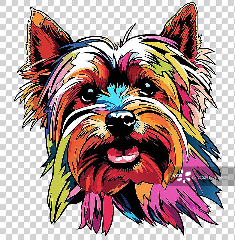 约克夏犬彩色肖像图片素材