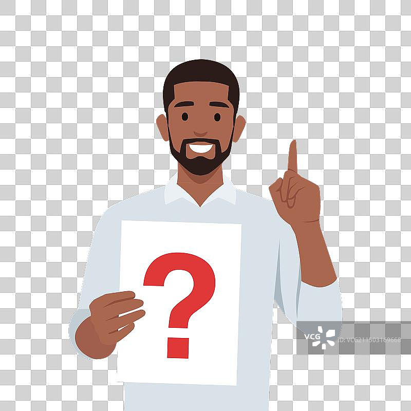 拿着思考泡泡中问号的年轻男人图片素材