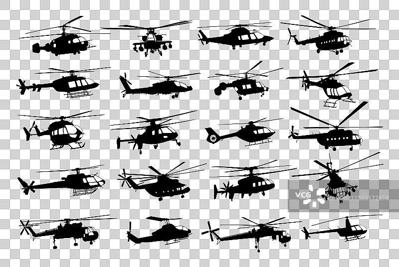 直升机剪影图片素材