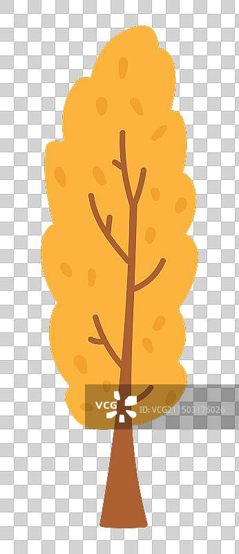 扁平风格秋季杨树可爱森林树木图片素材